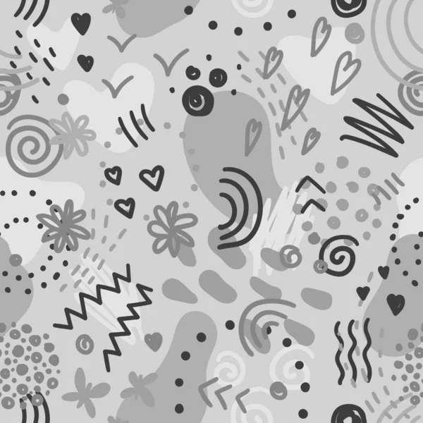 Colorless Abstract Pattern Mit Verschiedenen Kleinen Elementen Dem Vektor — Stockvektor