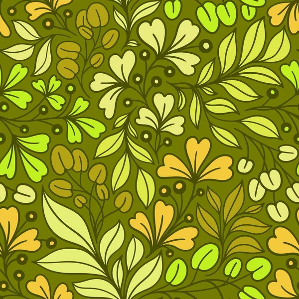 Live Seamless Pattern Com Beautiful Plant Twigs Vector — Vetor de Stock