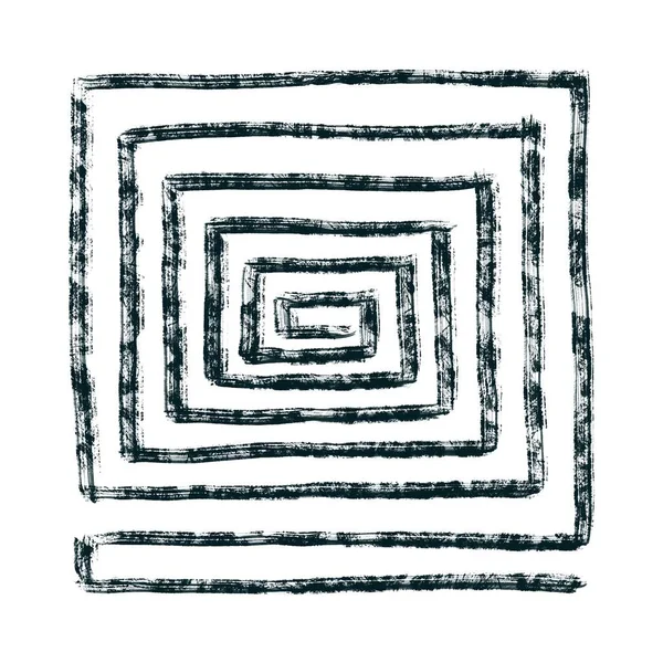 White Canvas Digital Art Black Square Spiral — Stock Photo, Image