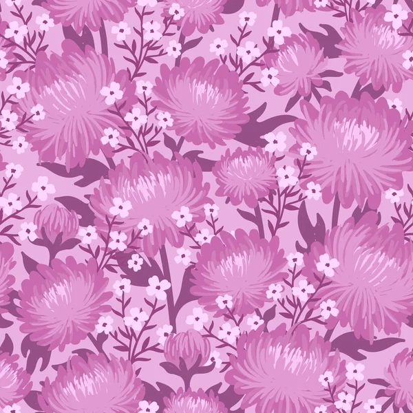 Pattere Seamless Con Peoni Lilac Gypsophila Bianca Vettore — Vettoriale Stock