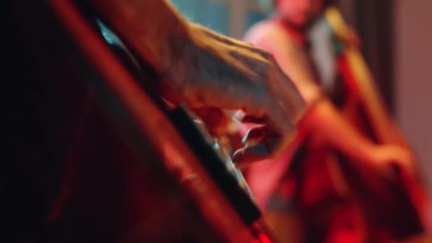 Gros Plan Main Musicien Méconnaissable Jouant Guitare Pendant Concert — Video