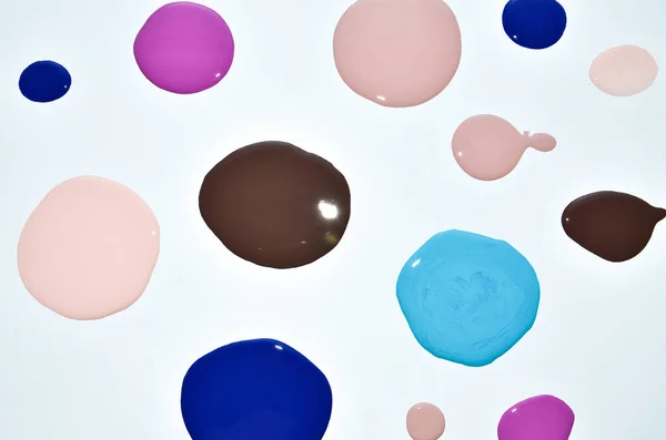 Shot Nail Polish Enamel Mixed Multicolor Samples Isolated White Background — Stock Photo, Image