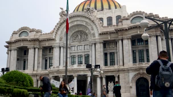 Мехико Мексика Сентябрь 2021 Дворец Изящных Искусств Время Празднования Сентября — стоковое видео