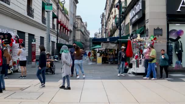 Mexico City Mexiko Září 2021 Lidé Procházky Ulicích Centra Města — Stock video