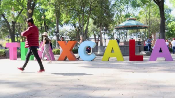 Tlaxcala Messico Gennaio 2022 Donne Posa Foto Nelle Lettere Monumentali — Video Stock