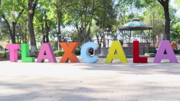 Tlaxcala México Enero 2022 Letras Monumentales Del Estado Tlaxcala Símbolo — Vídeo de stock