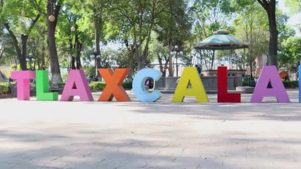 Tlaxcala México Enero 2022 Logotipo Del Estado Tlaxcala Ubicado Parque — Vídeos de Stock