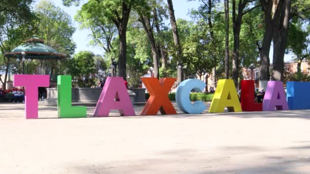 Tlaxcala Mexiko Januar 2022 Monumentale Buchstaben Des Bundesstaates Tlaxcala Ist — Stockvideo