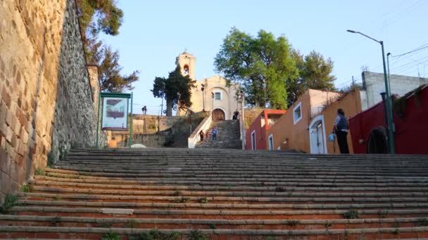 Tlaxcala Meksyk Styczeń 2022 Schody Stanie Tlaxcala Kilka Schodów Prowadzących — Wideo stockowe