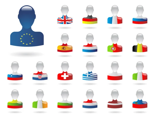 Bandeiras da Europa (pessoas) - Parte 1 —  Vetores de Stock