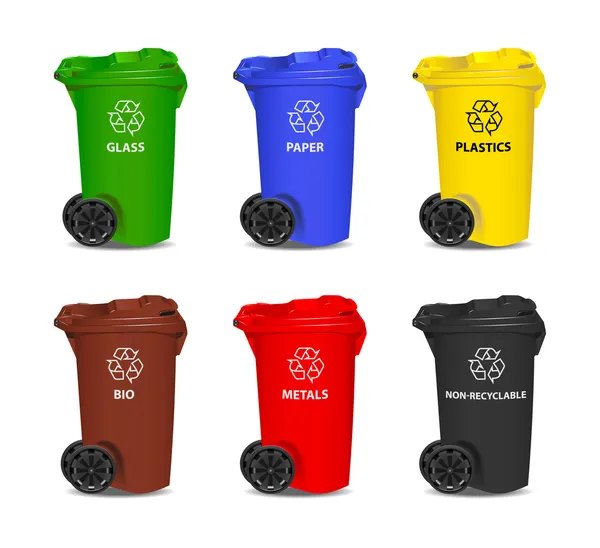 Set van kleurrijke recycling bakken. vector. — Stockvector