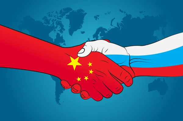 Handshake China and Russia — Stock Vector