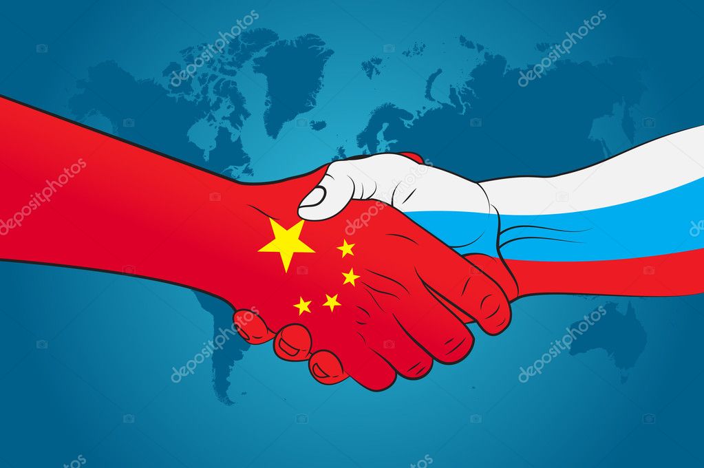 Handshake China and Russia — Stock Vector © Leeestat 46596927