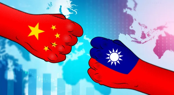 Conflitto Tra Cina Taiwan Cinarelazioni Con Taiwan Cina Contro Taiwan — Foto Stock