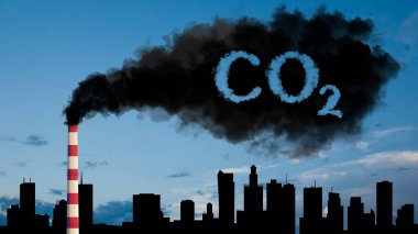 Fabrika bacalarından çıkan dumandan kaynaklanan hava kirliliği. Atmosfere CO2 salınımı.