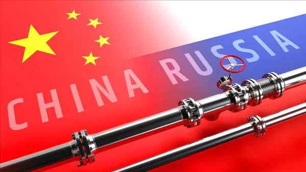 Rurociąg Łączący Rosyjski Gaz Chinami Oznacza Moskwa Kontynuuje Eksport Gazu — Zdjęcie stockowe
