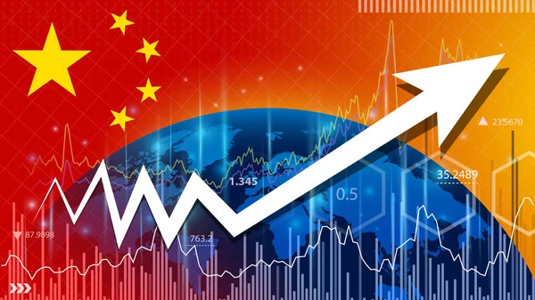 Ekonomisk Tillväxt Kina Ekonomisk Prognos För Kinas Ekonomi Upp Pil — Stockfoto