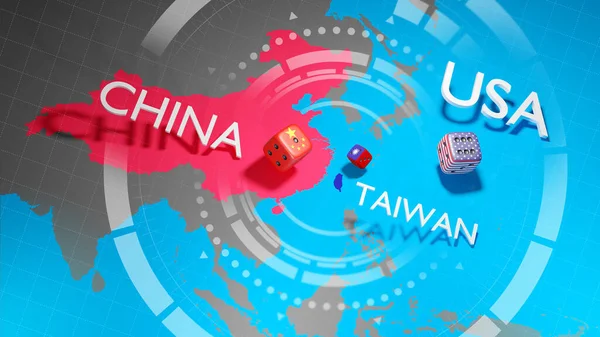 Conflitto Tra Cina Taiwan Cinarelazioni Con Taiwan Cina Contro Taiwan — Foto Stock