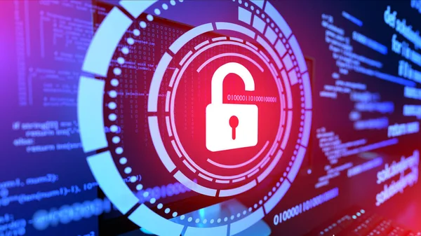 数字数据安全和隐私概念 数字开放锁链 个人或商业信息保护背景 网络犯罪或网络黑客攻击 — 图库照片
