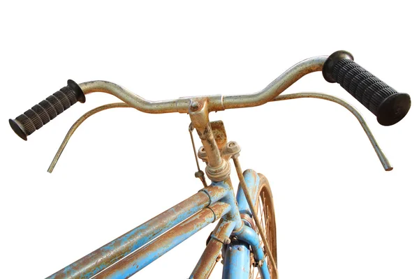 Oldtimer-Lenker eines Fahrrads isoliert auf weiß Stockbild