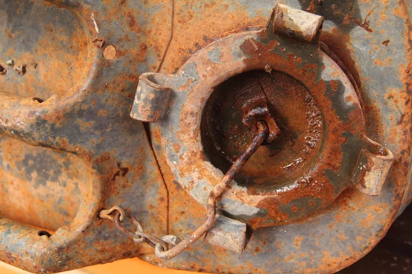 Old rusty metallic cap of jerry can — Stock Photo, Image