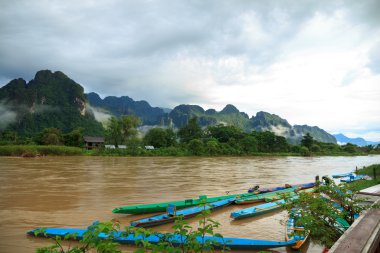 Vang Vieng 'in manzarası, Laos