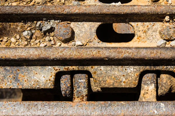 Closeup Continuous track tread from construction caterpillar type — Stock Photo, Image