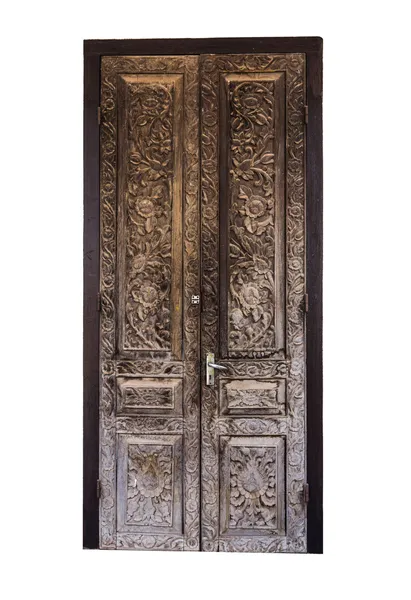 Vintage wooden door isolated on white Stock Photo