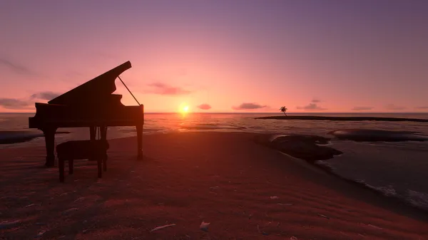 Zongora a tengerparton — Stock Fotó