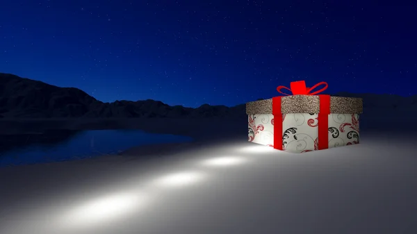 Gift box in North Pole — Stock Photo, Image