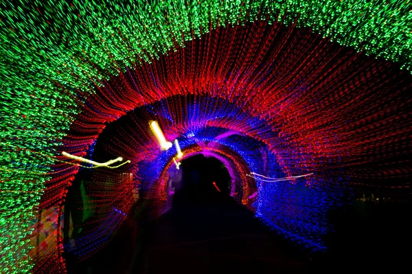 Tunnel of neon light in new year — Stock Photo, Image