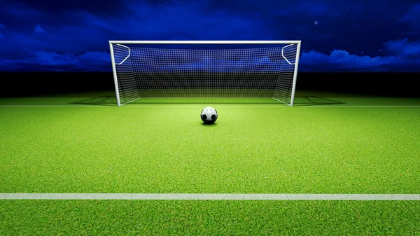 Fotbalový míč a gól — Stock fotografie