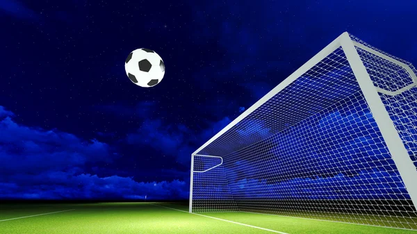 Soccer ball and goal — Stock Photo, Image