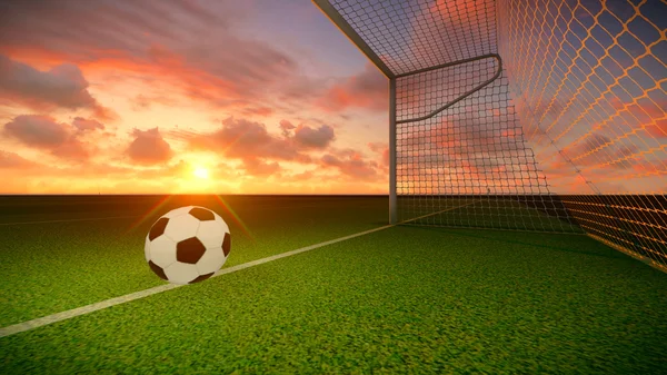 Футбольный мяч и ворота — стоковое фото