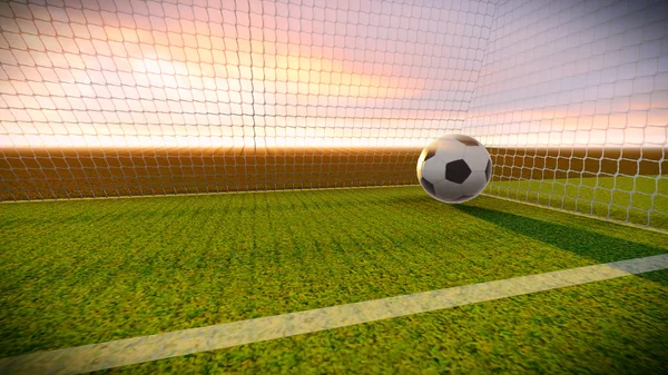 Soccer ball and goal — Stock Photo, Image