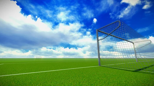 Soccer field with goal — Stock Photo, Image