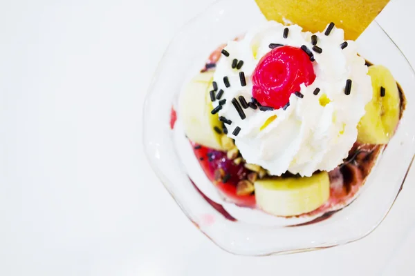 Ice cream with a cherry — Stock Photo, Image