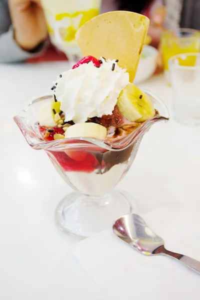 Ice cream with a cherry — Stock Photo, Image