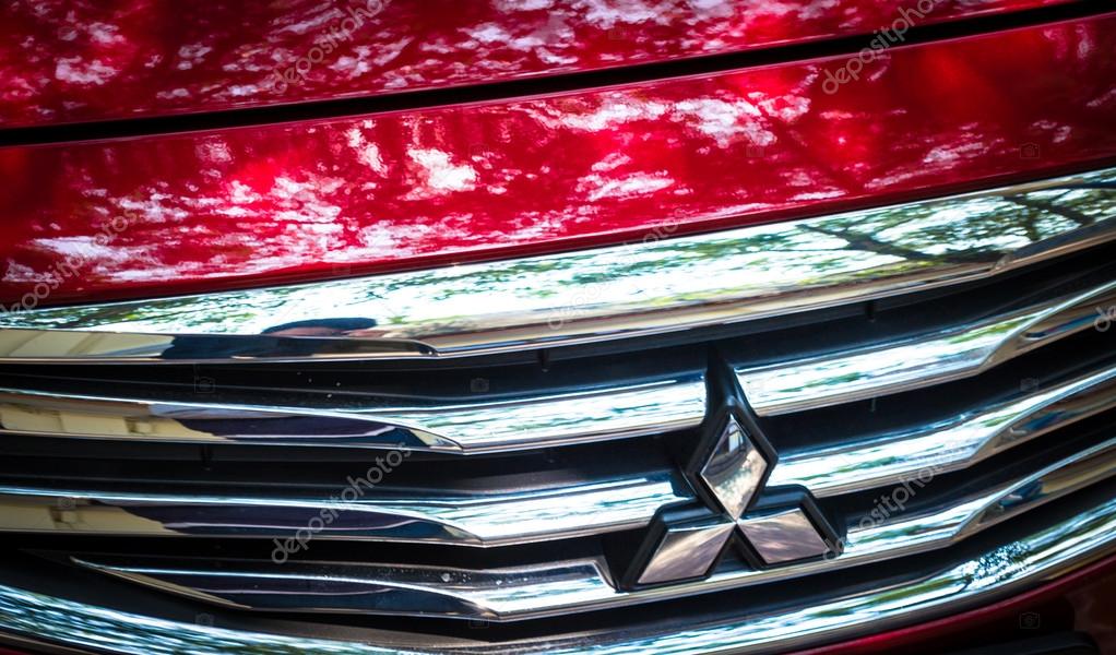 Logo for Mitsubishi car in the mortor show