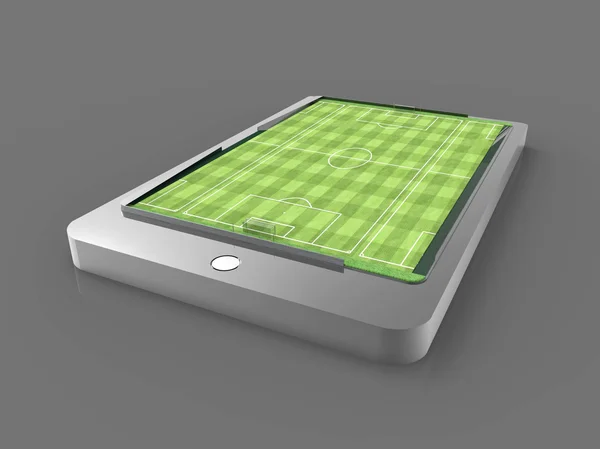 Soccer field on smartphone — Stock Photo, Image