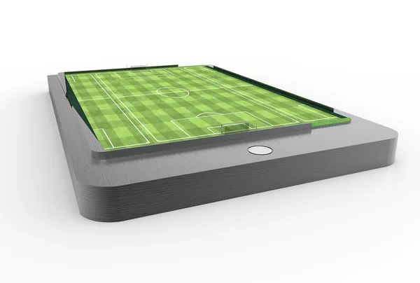 Soccer field on smartphone — Stock Photo, Image