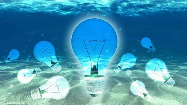 Лампочка под водой — стоковое фото