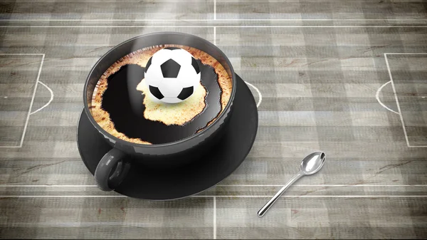 축구와 커피 컵 — 스톡 사진