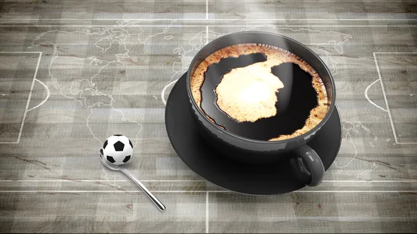 Coffee cup with soccer — Stock Photo, Image