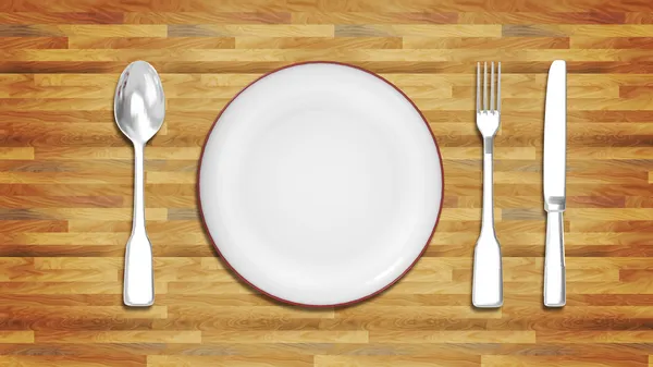 Plate on wood texture — Stock Photo, Image
