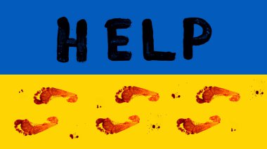 Ukrayna savaşının yardıma ihtiyacı var. Ukrayna bayrak bayrağı yardım talebi.