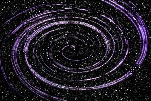 Abstract Space Background Glowing Purple Stars Shape Spiral Nebula Black — Stock Photo, Image