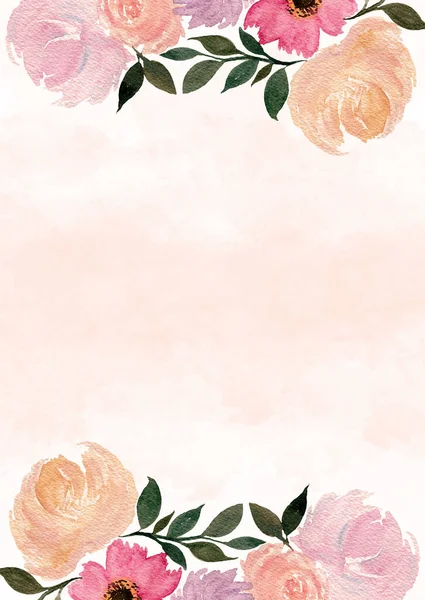 Peachy Pink Watercolor Background Pastel Colors Soft Colored Card Template — Stock Photo, Image