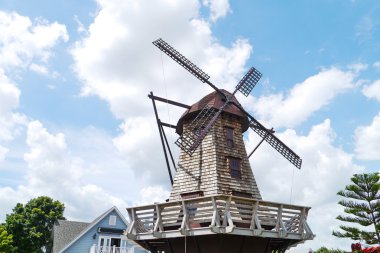 Windmills on summer .