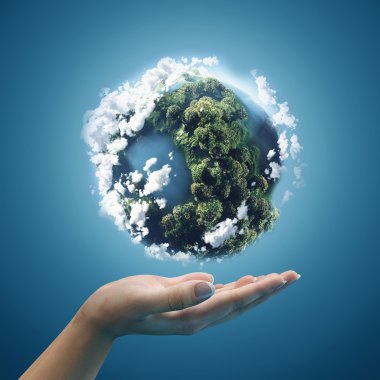 Planet earth in hands clipart
